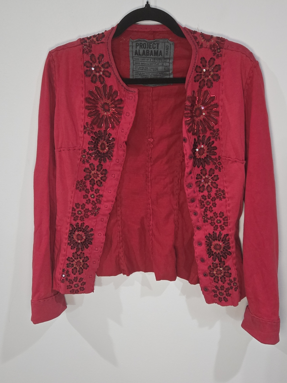 Vintage Project Alabama Sz Small Red Embellished Jacket